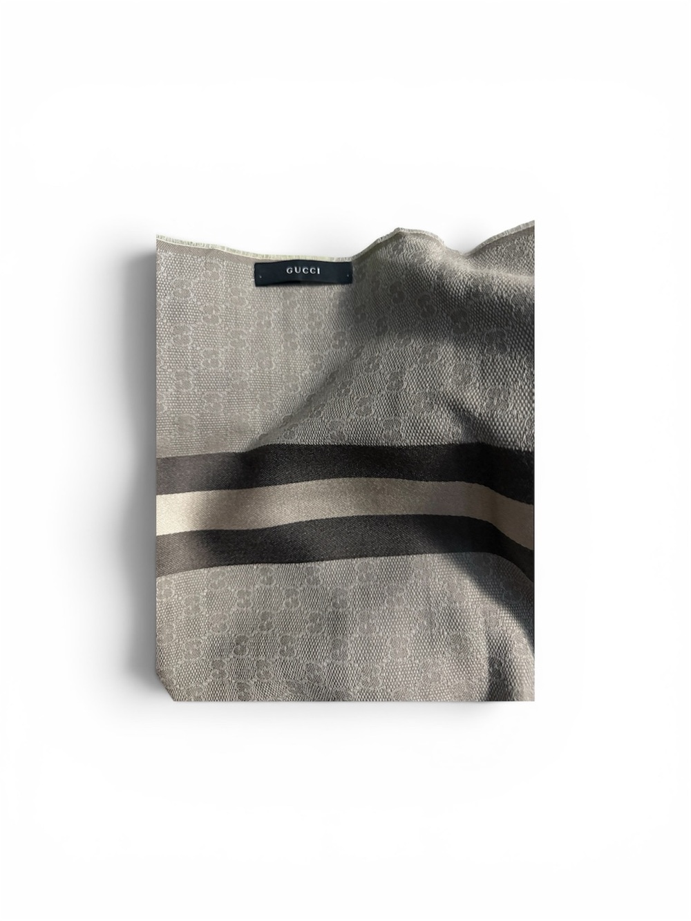 Gucci Neutral Stripe GG Jacquard Scarf with box